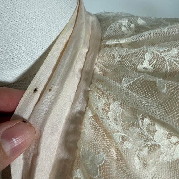 Vintage Linda 100% Silk & Lace Maxi Robe Long Coquette Romantic Light Pink M - Picture 16 of 16